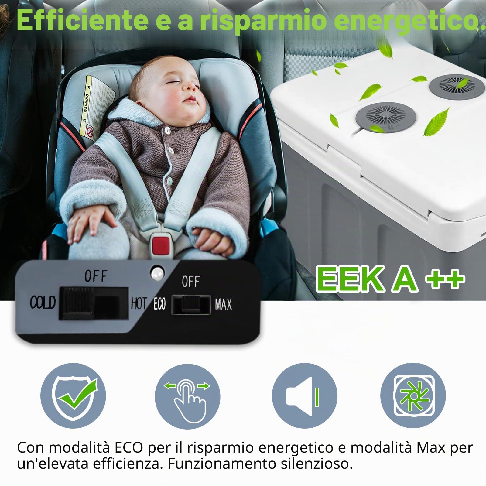UISEBRT Frigorifero portatile da 48 litri con ruote, 12 V 220 V, frigo elettrico termico con funzione di mantenimento del freddo e del caldo, con modalità ECO per auto, barca, campeggio, grigio
