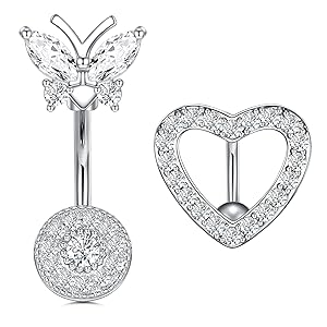 Crdifu 5stk Bauchnabelpiercing Barbell Set 14 Gauge aus 316L Chirurgenstahl Piercing Schmuck Silber Rosegold