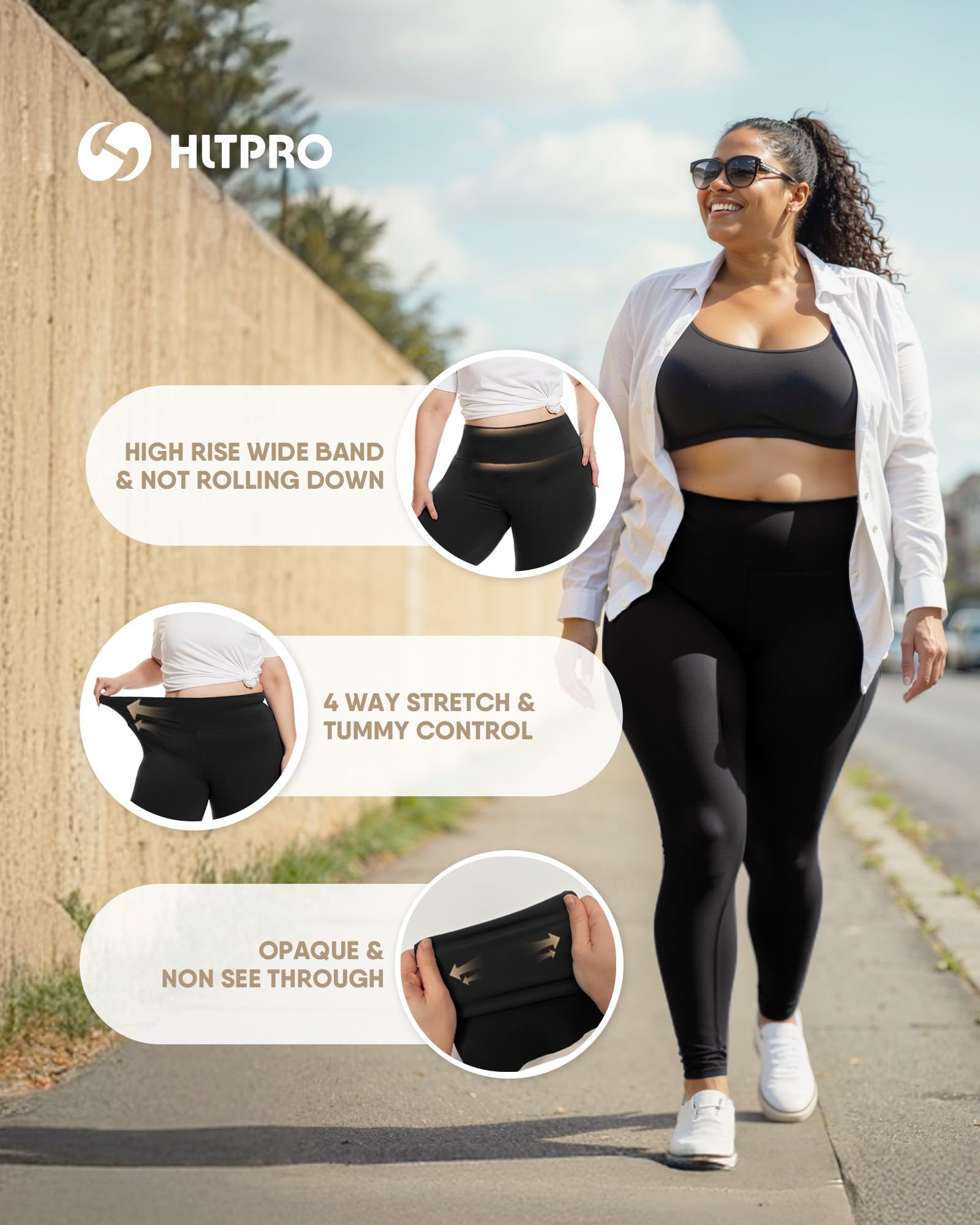 HLTPRO Leggings da Yoga a Vita Alta con Tasche da Donna – Pantaloni da Yoga per Controllo della Pancia, per Allenamento, Corsa