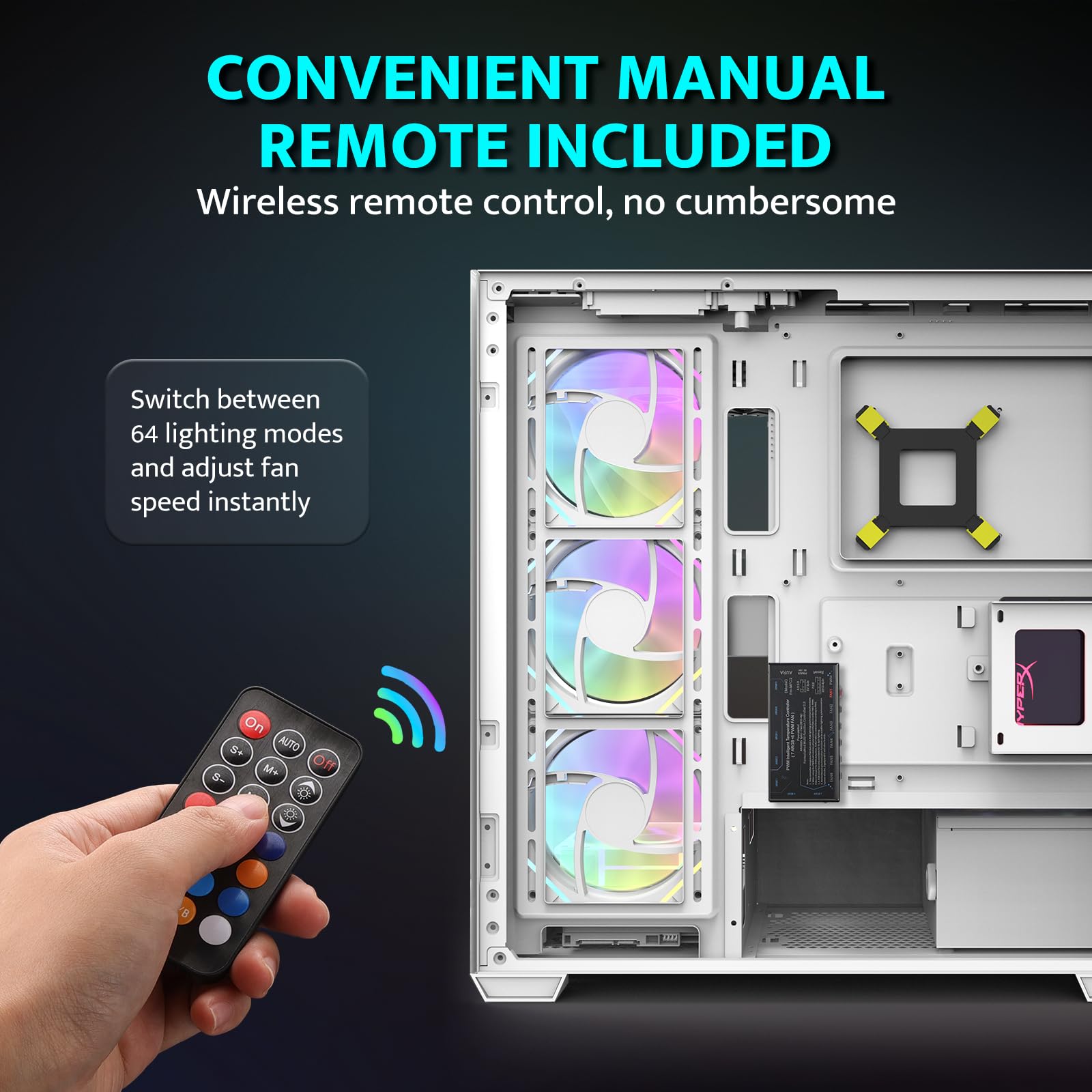 darkFlash Paquete de 3 ventiladores de carcasa de PC de 120 mm con concentrador de controlador y control remoto, PWM ARGB Sync, ventiladores de refrigeración RGB direccionables para carcasa de