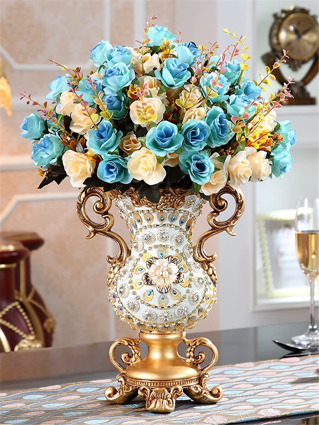 Resin Vase Stereoscopic Dried Fowers Arrangement Wobble Plate