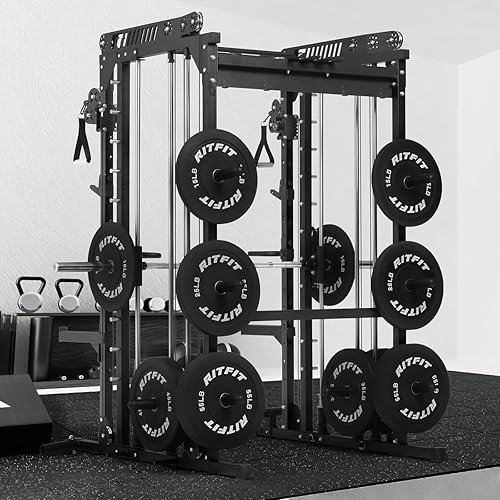 Miniatura 7 de RitFit M1 Pro Smith Machine with Cable Crossover System, Multi-Function Squat Rack Power Cage for Home Gym, Power Rack and Packages