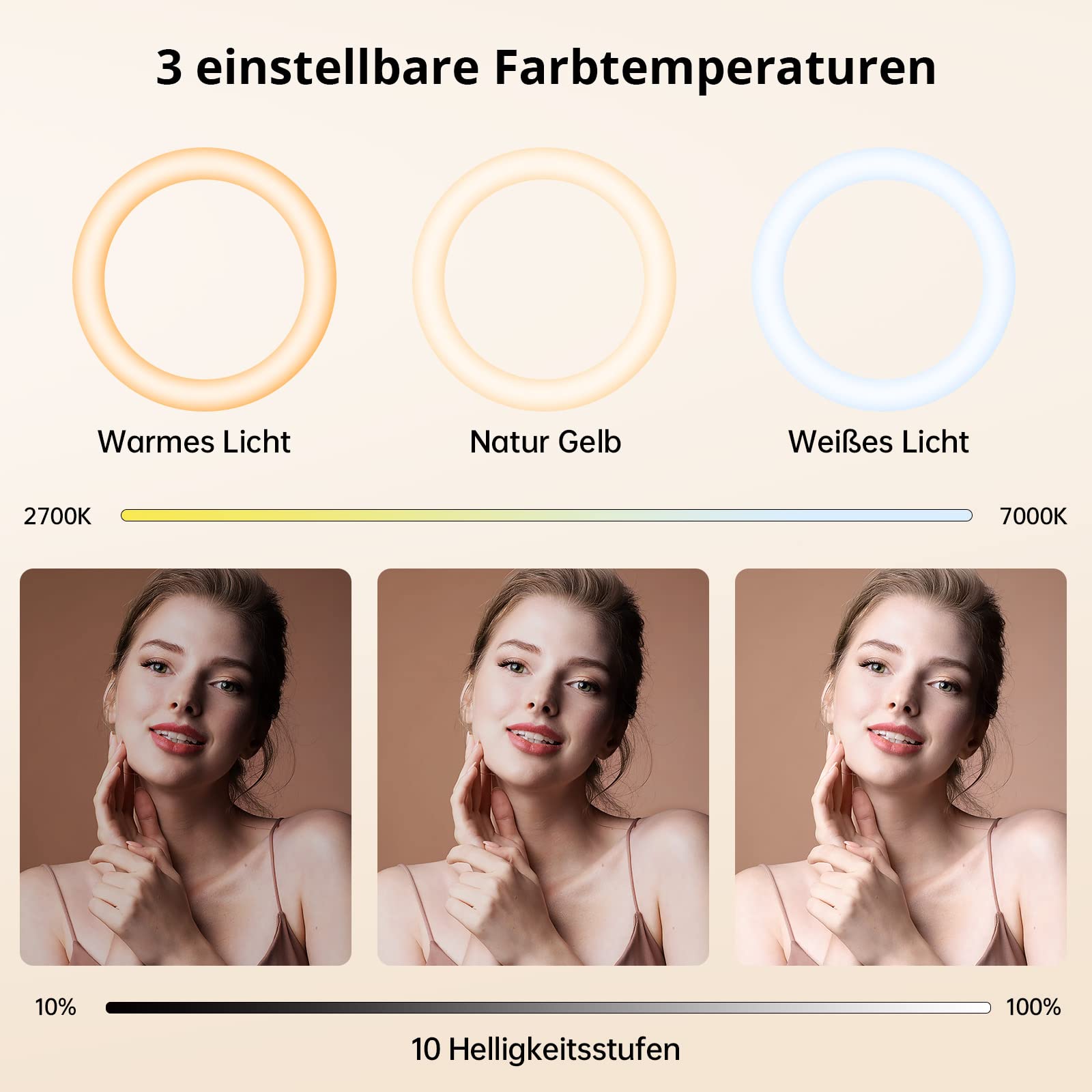 ATUMTEK 12" Selfie-Ringlicht mit 63" Ausziehbarem Stativ, Selfie-Licht mit Handyhalter und Bluetooth-Fernbedienung, Dimmbares LED-Ringlicht für Streaming, TikTok, Zoom, Vlogging, YouTube usw.
