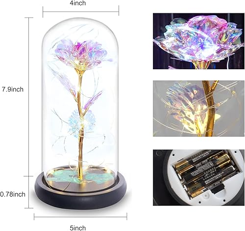 Miniatura 9 de Regalos de flores de rosa de cristal eternas para cumpleaños - Regalos para mujeres para su aniversario, día de San Valentín, día de la madre, Una