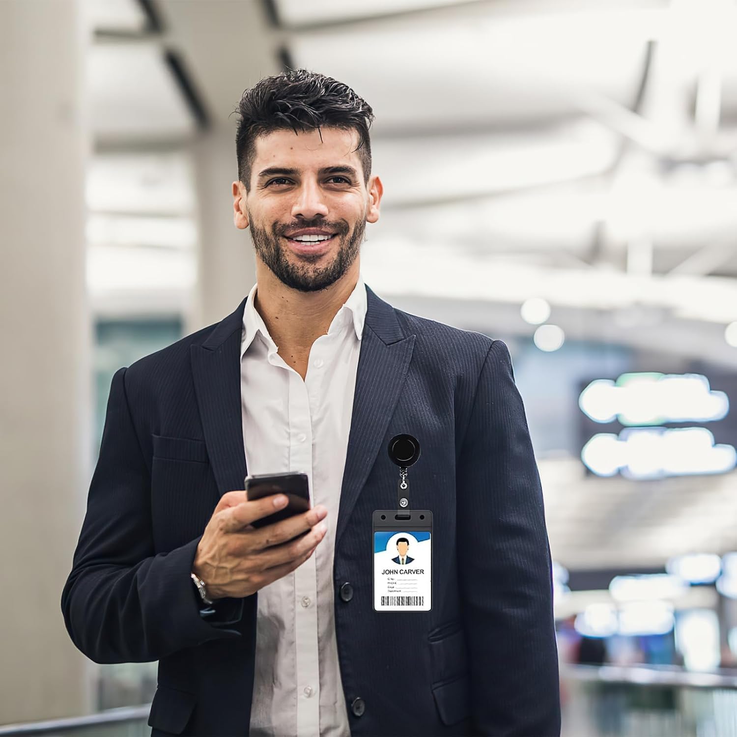 Set di 100 avvolgitori per badge retrattili, clip per badge resistenti con porta carte d'identità, cordino estensibile con clip per cintura e porta nome, trasparente per infermiere medico insegnante