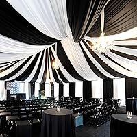 Vista 37 de 6 paneles de cortinas blancas para boda, cortinas de gasa transparente de 5 x 30 pies para arco, fiesta, ceremonia y decoración de escenario