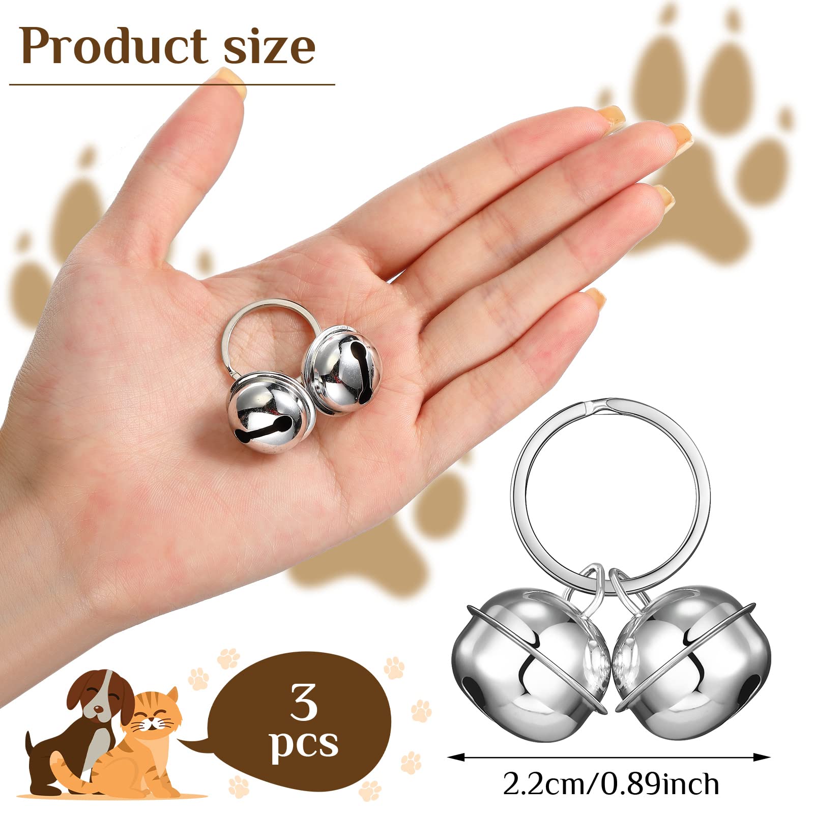 Hotop 3 Sets de Cloches Extra Fortes pour Chat Chien Animal de Compagnie Cloches de Suivi pour Chien Grelots Breloque de Traqueur Clochettes Pendentif pour Collier d'animal de Compagnie