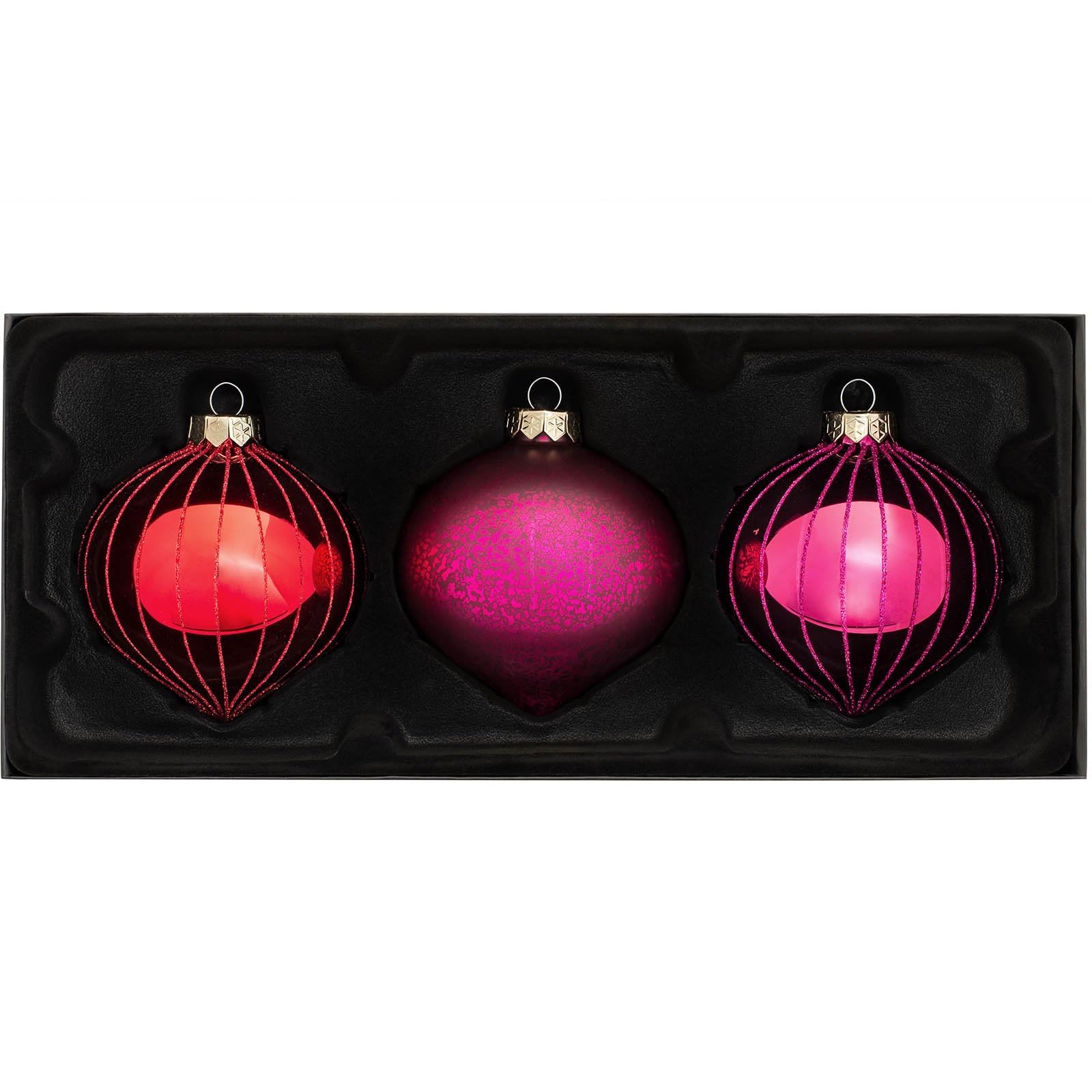 Werchristmas Red/Purple Glass Baubles, 3-Piece