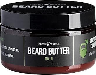 Fresh Beads No. 5 Beard Butter - Tea Tree Oil & Fresh Cut Lemon Fragrance - Men's Scented Conditioner"; "Soothing Anti-Itch Moisturizer & Softener for Healthy Beard Growth