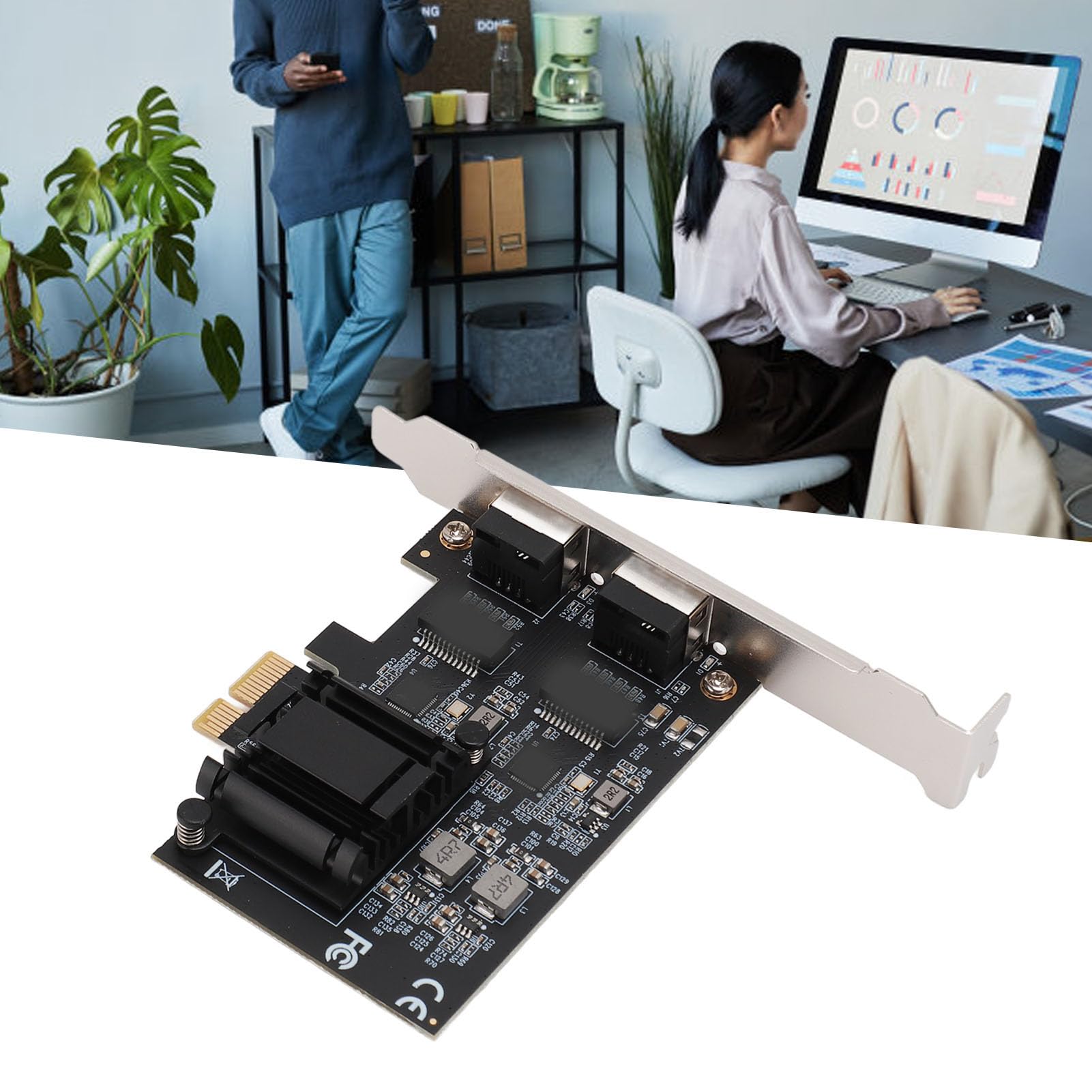 Karta Sieciowa PCI Express, 2,5G, 1000 Mb/s, 100 Mb/s RJ45 Dwuportowa Karta Sieciowa Gigabit Ethernet, Układ RTL8125, Automatyczne Wykrywanie Zasilania, dla Systemu