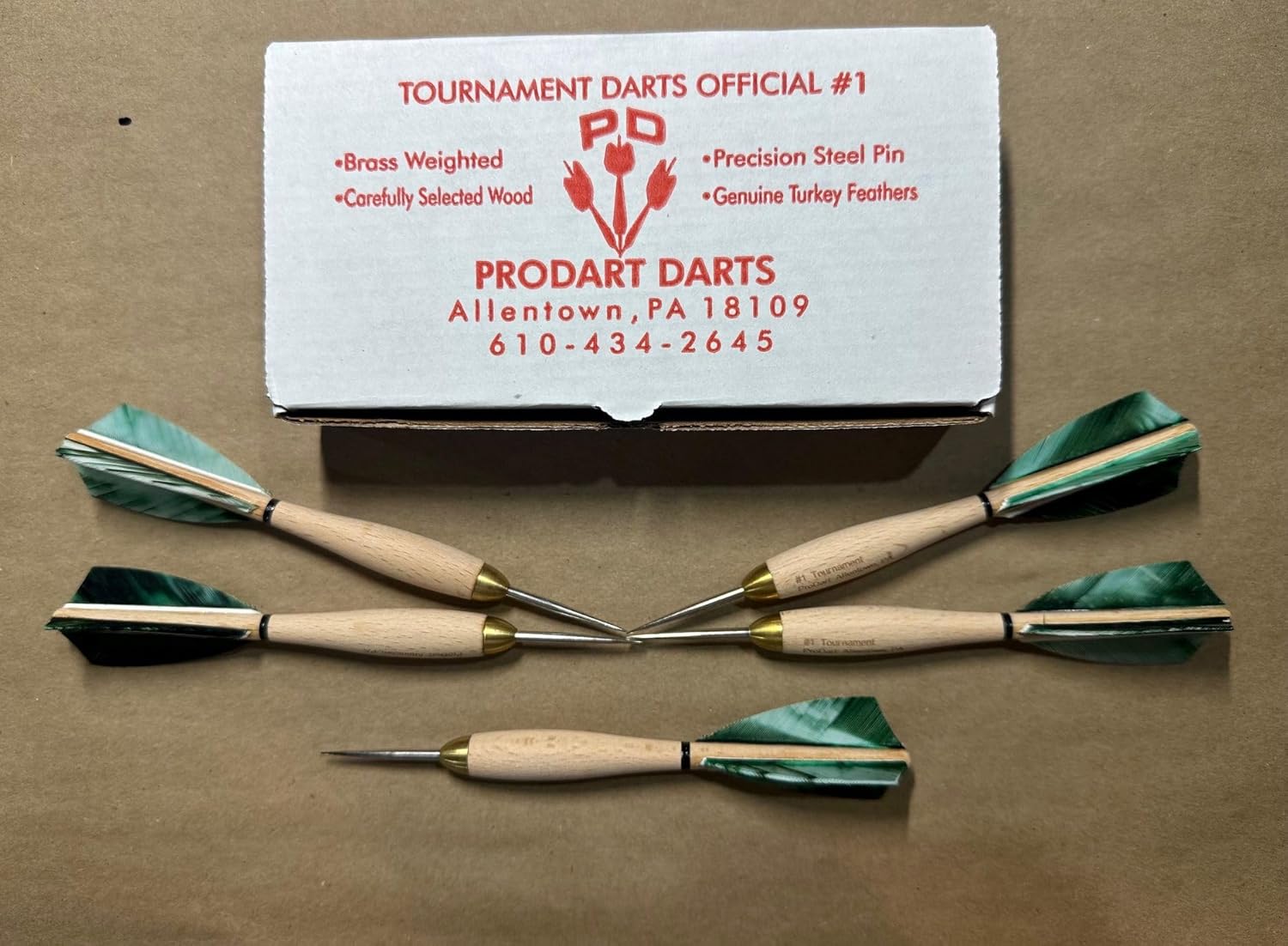 Green Camo Turkey Feather Wood Darts #1 Official Tournament