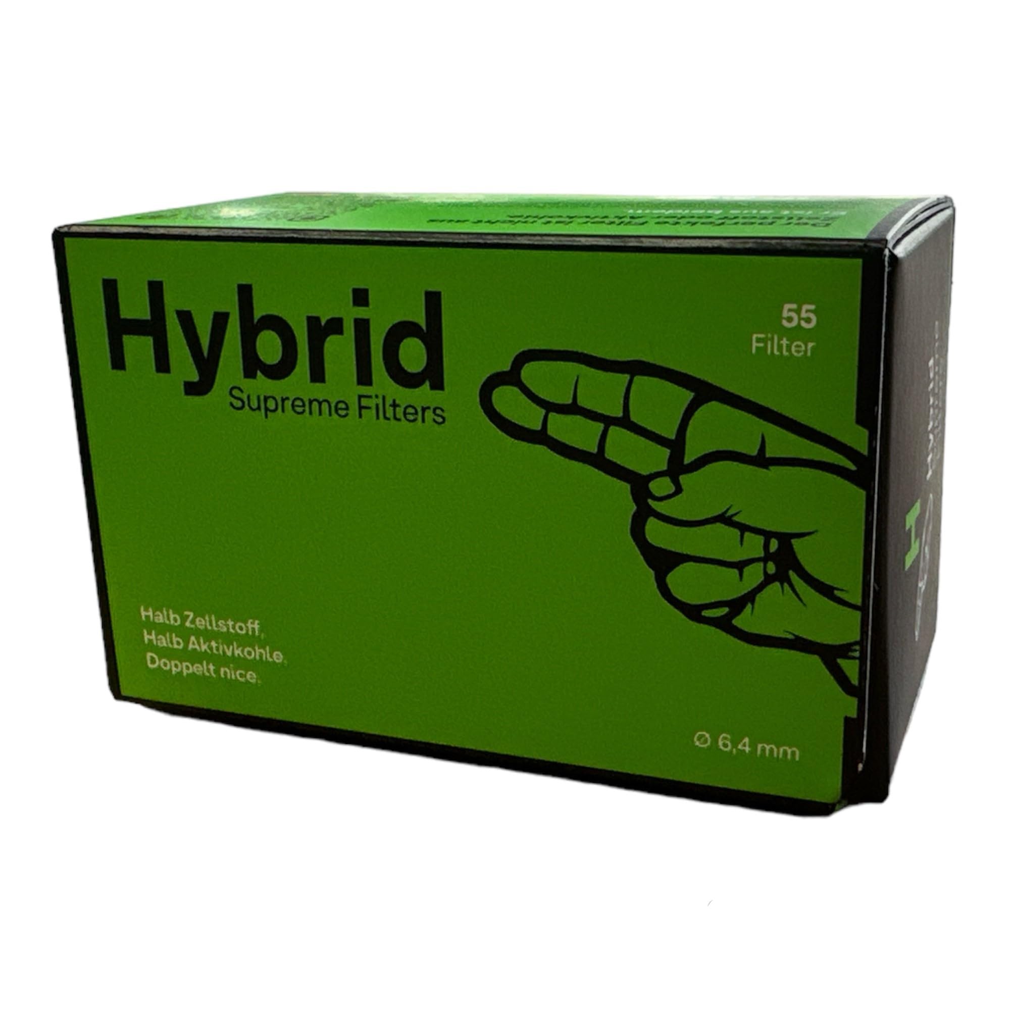 Zestaw Hybrid Supreme Filters celuloza pół węgla aktywnego 6,4 mm wraz z bezpłatnym etui J.(10 x 55 sztuk), czarny