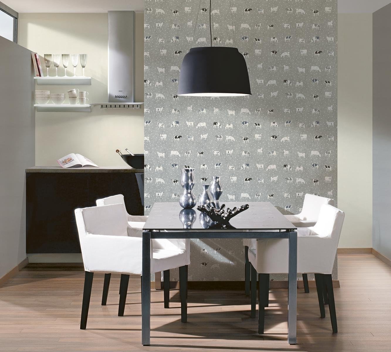 A.S. Création Non-Woven Wallpaper Glatte Wand Plain Wallpaper 10.05 m x 53 cm Grey Made in Germany 309136 3091-36