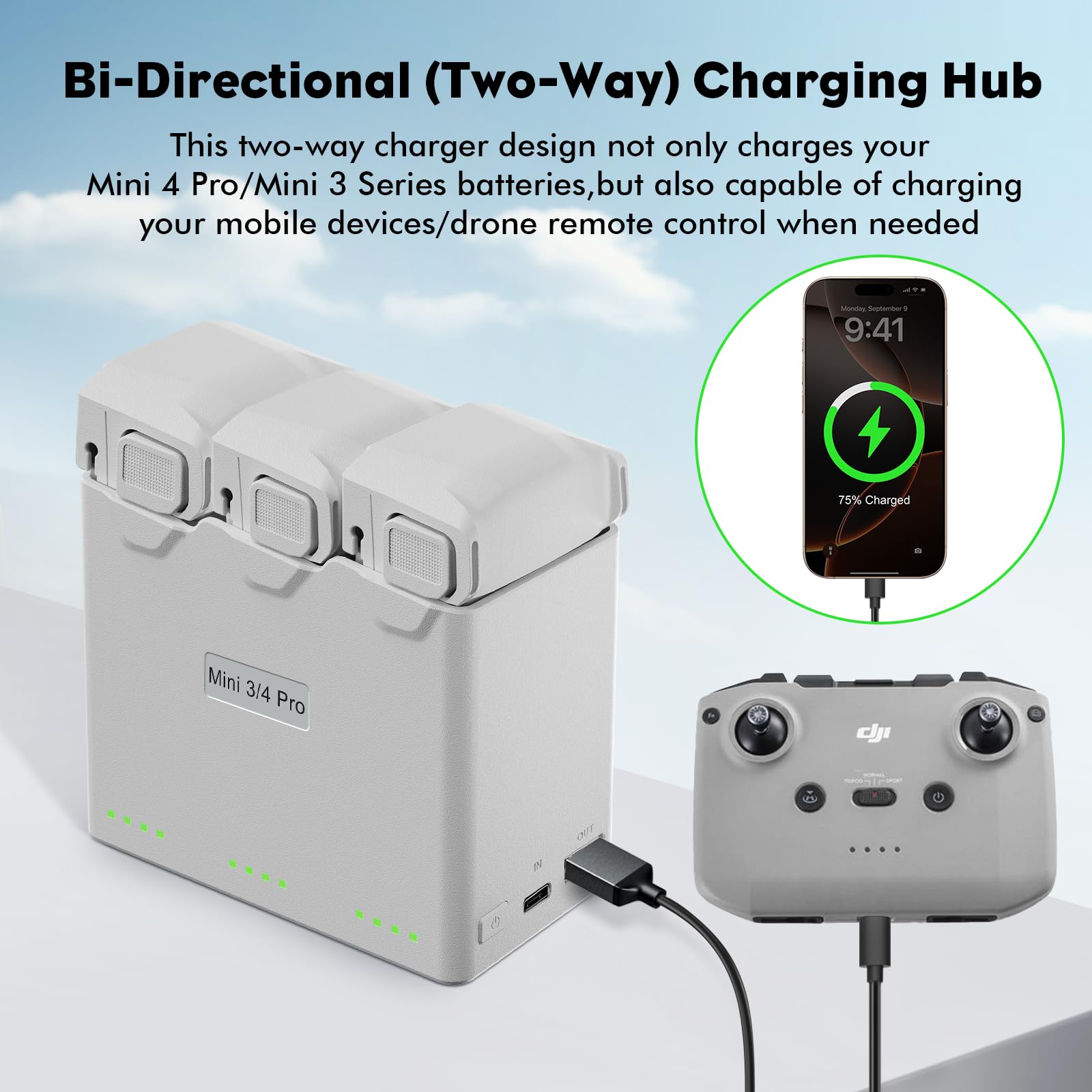 Batería inteligente de vuelo Plus (paquete de 2) con Hub de carga bidireccional para DJI Mini 4 Pro/Mini3/Mini 3 Pro, 3850mAh 47 minutos de tiempo de vuelo 2025