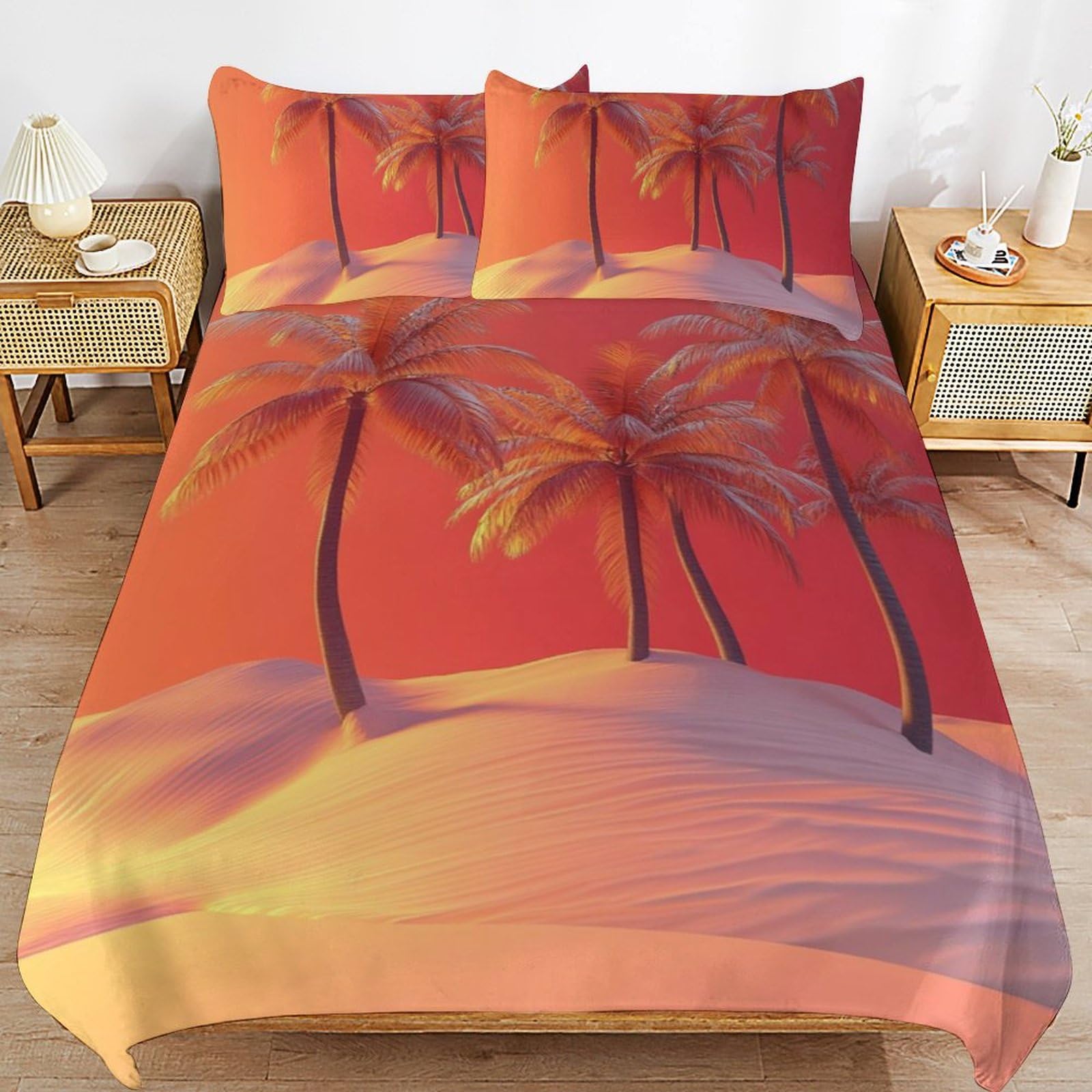 Housse de couette 220x240 en microfibre thermorégulatrice hawaïenne