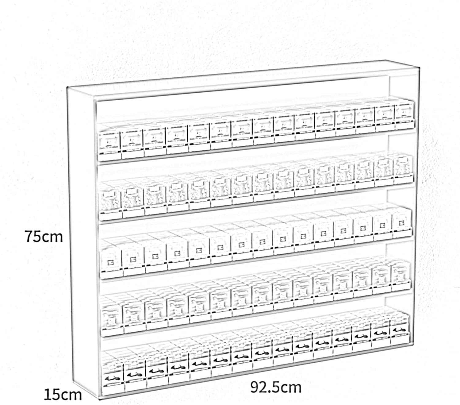 Cigarettes Display Rack,Retail Store Display Shelves,Automatic Cigarette Dispaly Holder Showcase,Matchbook Cigar Display Case Point of Sale Counter Rack (Black 36.42x5.91x29.53in/92.5x15x75CM)