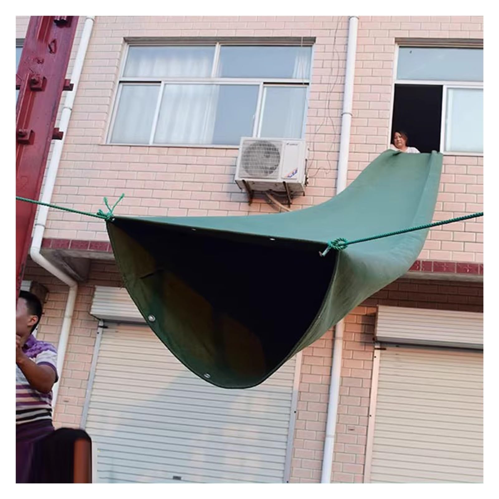 GTHTUHFD Canvas Chute,Heavy-Duty Canvas Chute For High-Altitude Unloading, Construction Warehouse Cargo Conveyor Slide, 2X12M Durable Tarpaulin Belt For Efficient Cargo Hand,Green-2x10m/6.56x32.8ft