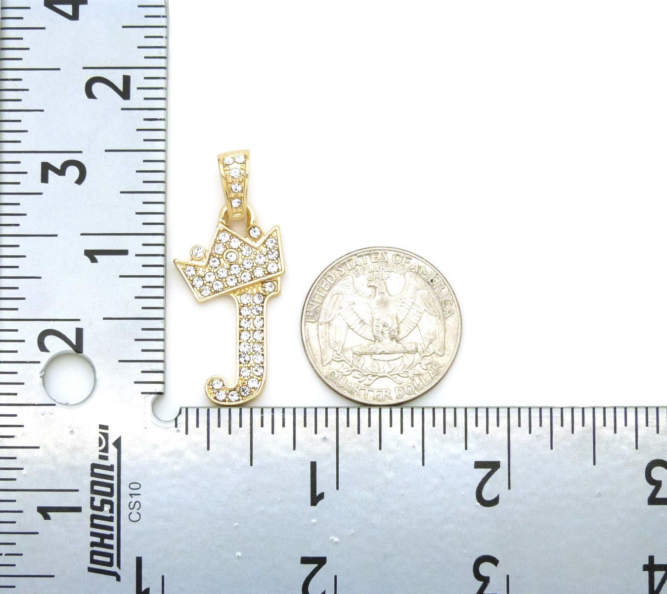 Fashion 21 Unisex Small Size Pave Initial Alphabet Letter Pendant 24" Box Chain Necklace & Earring Set (J Set/Gold)