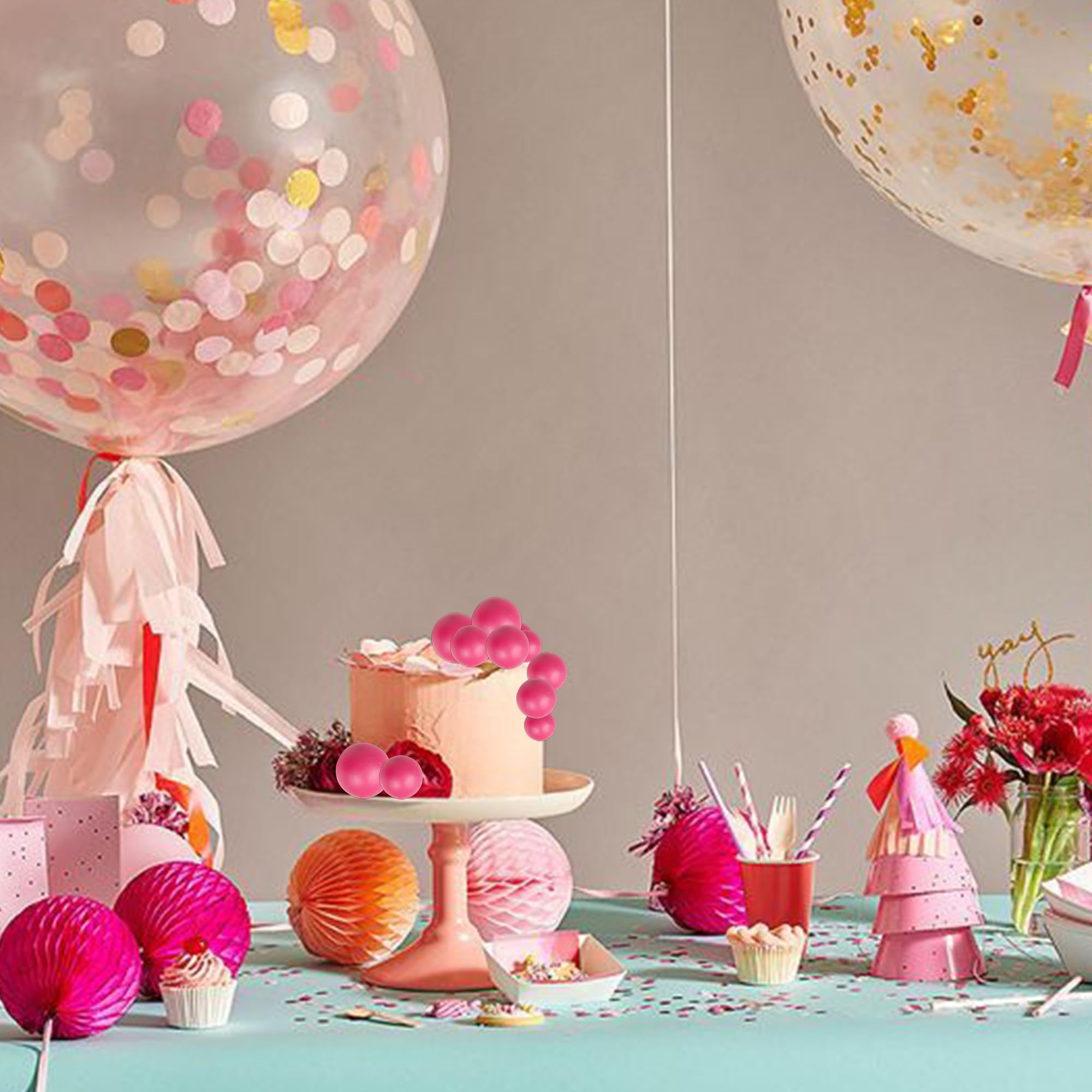 27 Decoraciones Para Tartas De Plástico – Bolas De Pastel En Rosa, Transparente Y Blanco (3, 4, 5 Cm)