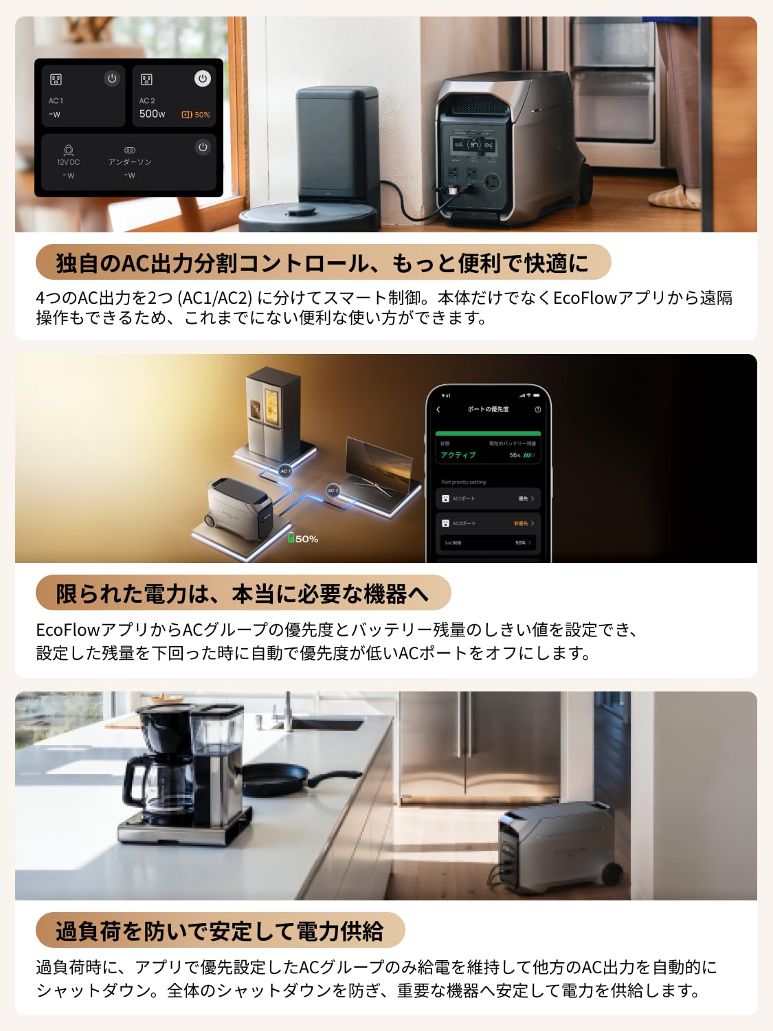 Amazon.co.jp: EcoFlow DELTA 3 Ultra Plus ポータブル電源 3072Wh+