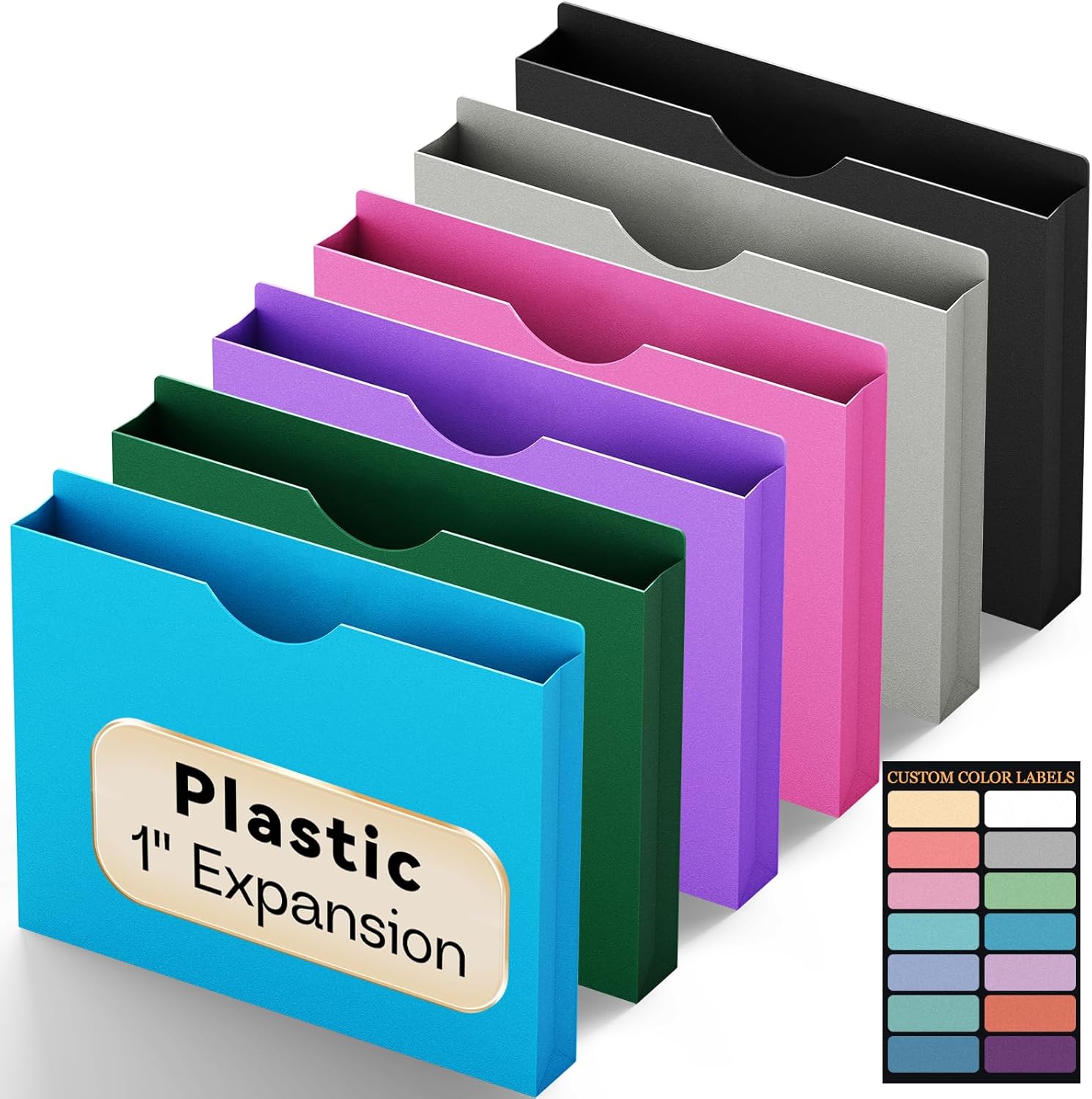 Plastic 3 Inch Expanding File Pocket Legal Size,12 Pack Reinforced Manilla Pocket Folders,Heavy Duty Expandable File Jacket for Documents,Accordion Folders with Straight Cut Tabs,Assorted Color