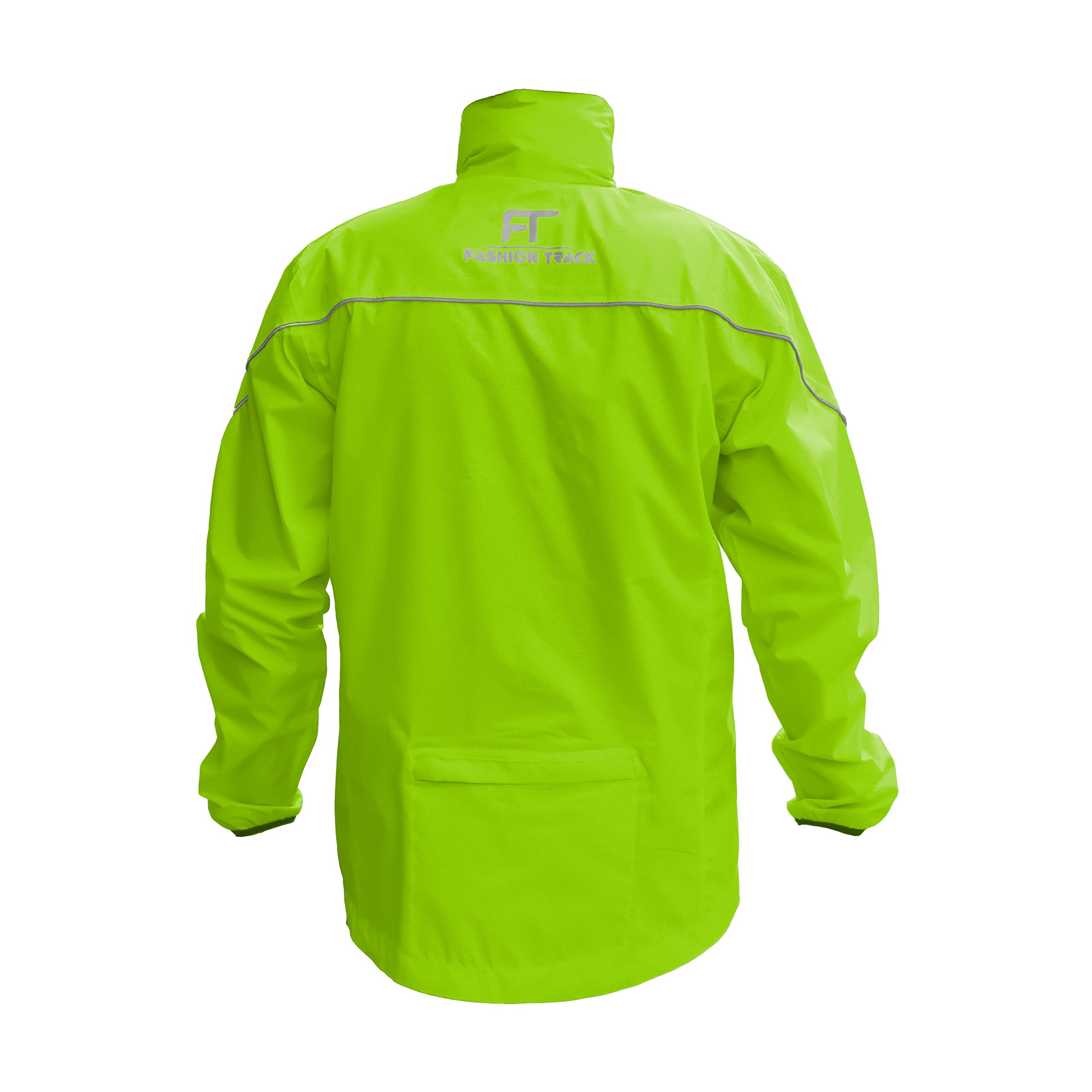 Fashion Track Giacca da ciclismo leggera impermeabile da uomo con cappuccio rimovibile, alta visibilità, unisex, antivento, riflettente, con 2 tasche interne e 1 tasca