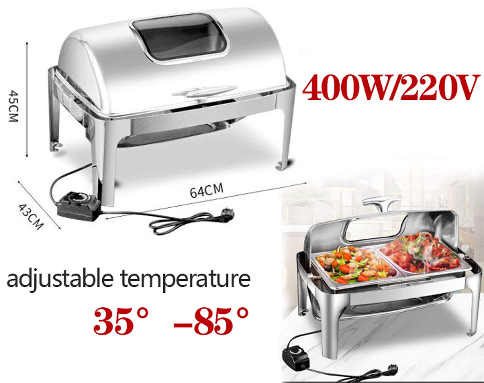 Set di scaldavivande elettrico rettangolare da 9 l, per feste, buffet, partite di calcio e riunioni in ufficio, mantiene il cibo caldo e pronto da servire