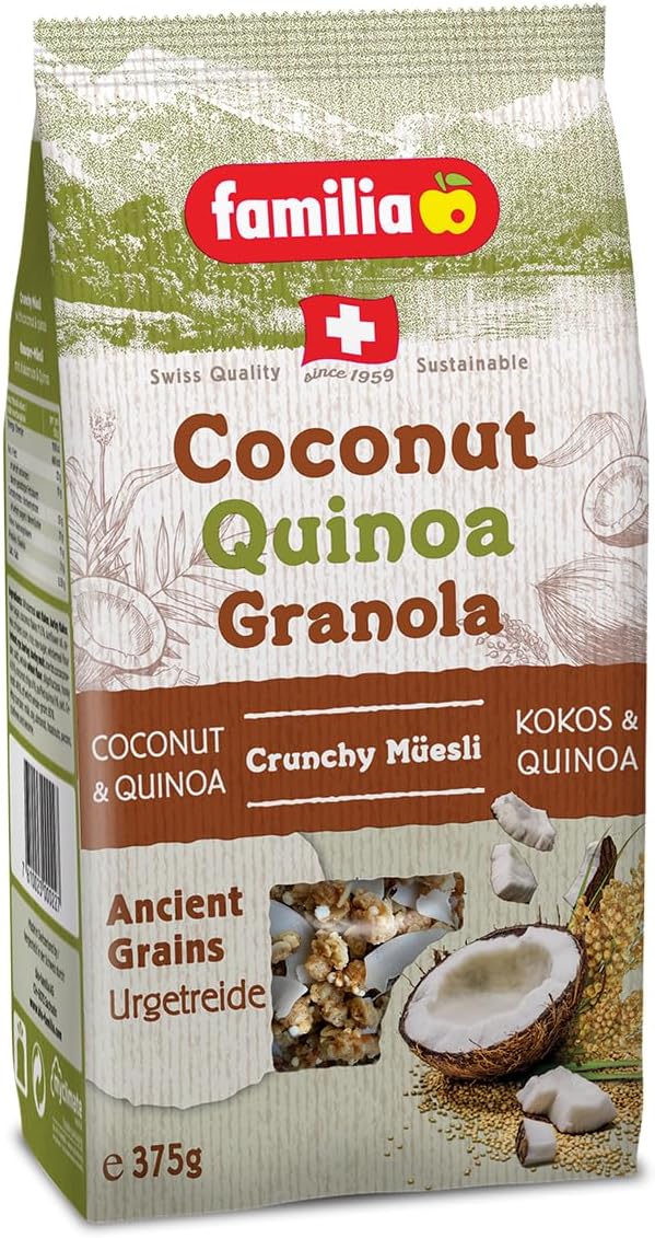 Coconut Quinoa Granola - Crunchy Muesli Rich in Fiber - 375 g