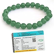 SOLAVA Green Aventurine Bracelet Certified - Original Green Crystal Bracelet for Men and Women for Money, Prosperity, Abundance, Good Luck, Happiness, and Heart Chakra Healing - 8mm Beads
