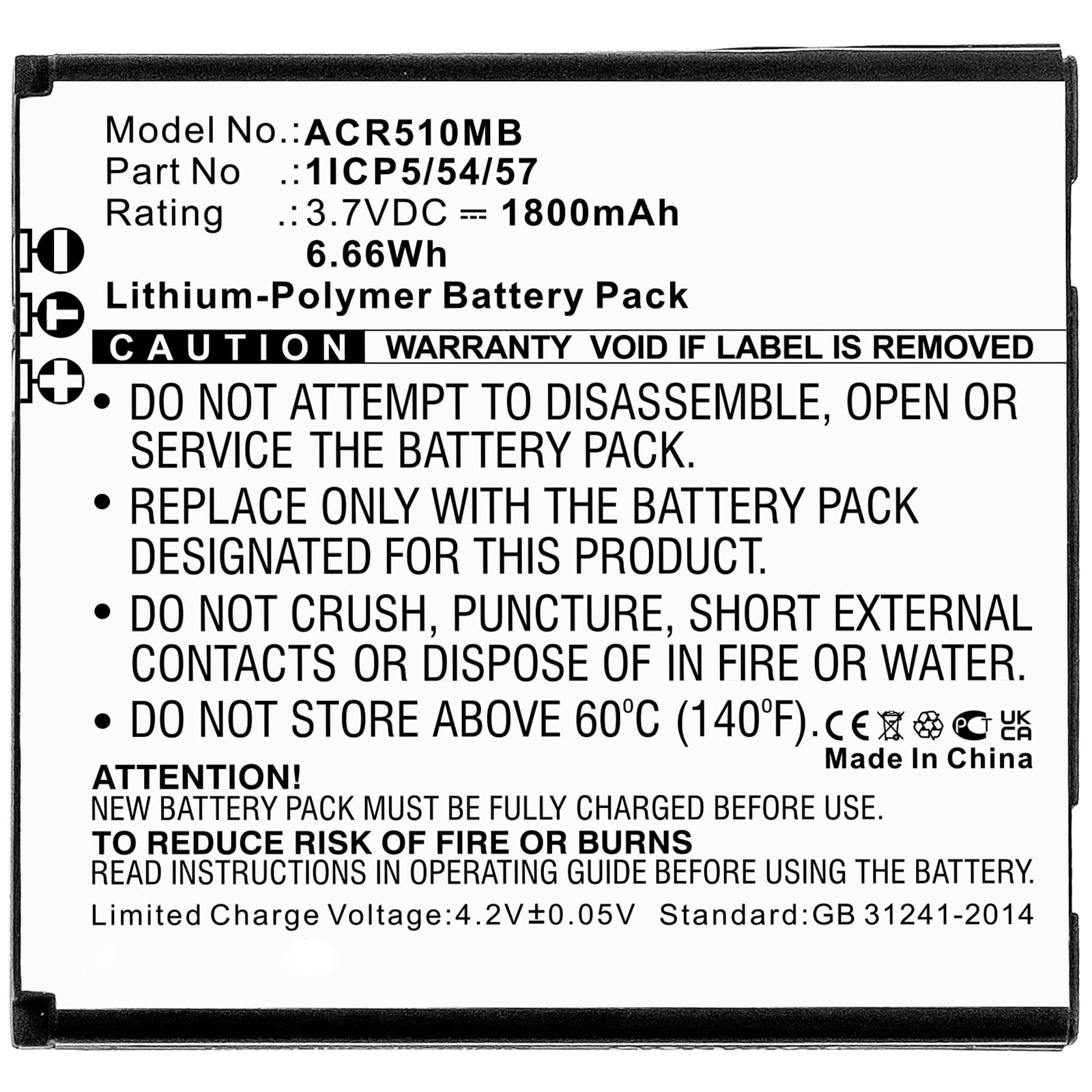 CELLONIC 1x Batteria per Babyphone Compatibile con Angelcare AC517, AC315, AC310, 1ICP5/54/57 – (1800mAh, 3.7V)