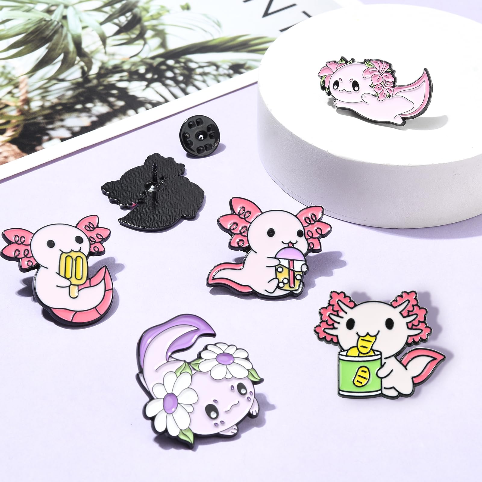 6 Pezzi Spilla Smaltata Spilla Smaltata Di Animali Spilla Smaltata a Forma Di Cartone Animato Adatto Per Zaini Vestiti Cappelli Accessori Distintivi e Regali（Salamandra Messicana）