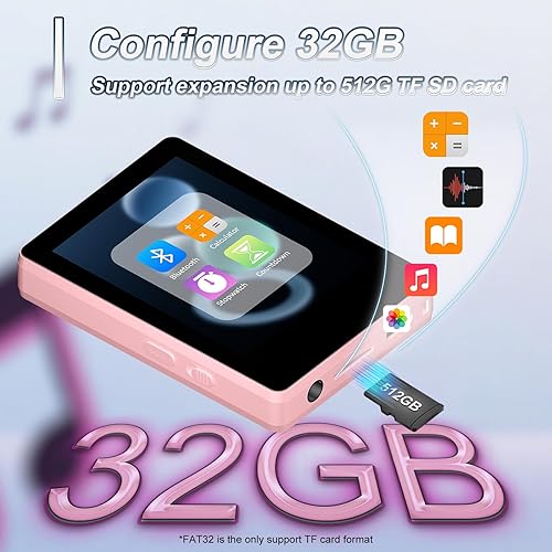 Miniatura 3 de Mini reproductor MP3 Bluetooth de alta fidelidad para niños, reproductor de audio portátil de 32 GB con radio FM, reproductor de música MP3 digital