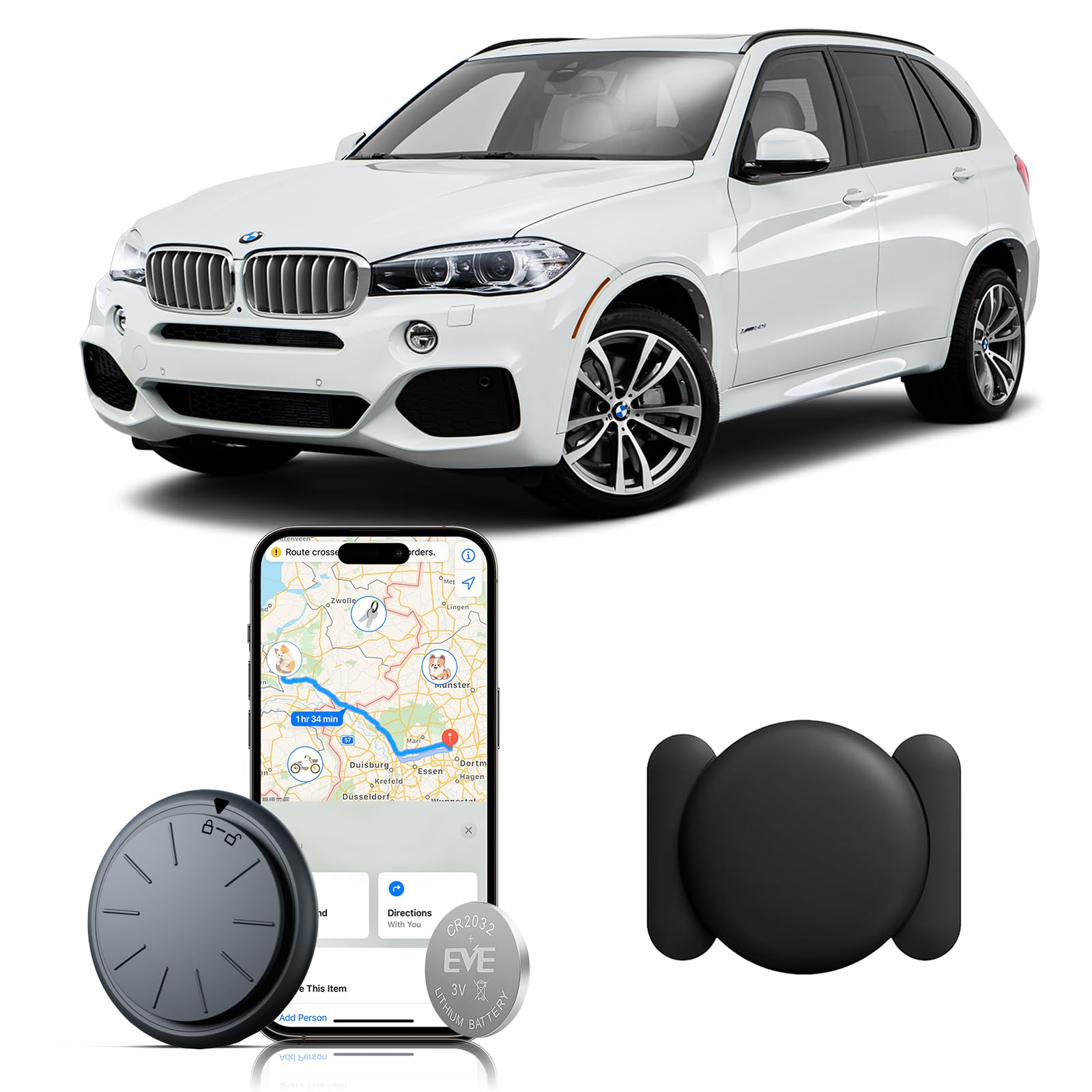 Car GPS Tracking Device for Vehicles, 1PCS Real Time GPS Tracker for Car Work with Find My (iOS Only),Hidden Mini GPS Tracker,No Monthly Fee (Black Tracker, Black Magnetic Case)-2025060372-image-28