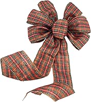 Vista 22 de Lazo de corona de cinta de arpillera natural - 10 pulgadas de ancho, colas de 18 pulgadas de largo, decoración de árbol de Navidad, casa de campo