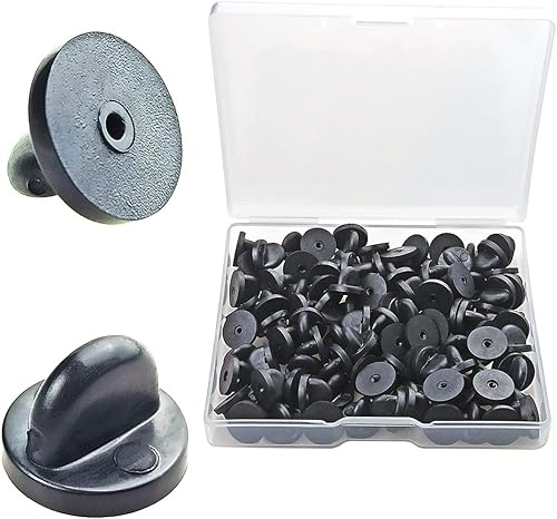 100 piezas de pasadores de goma PVC, pasadores de goma para solapa para reemplazar insignias de uniforme (negro)