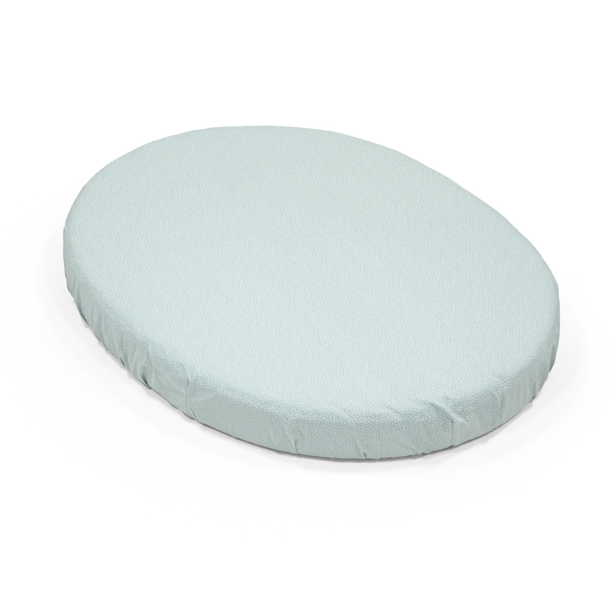 Stokke Dots Sage Sleepi Mini Fitted Sheet, - Soft Sheets For Sweet Dreams - Made For The Oval Sleepi Mini Mattress - Safe, Stylish & Washable - 100% Fine Cotton Percale