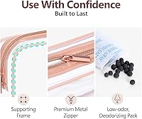 Vista 7 de PACKISM Neceser aprobado por la TSA, paquete de 2 – 1 mediano de cuarto de galón de mano de la TSA y 1 grande para equipaje facturado, bolsa de rosa