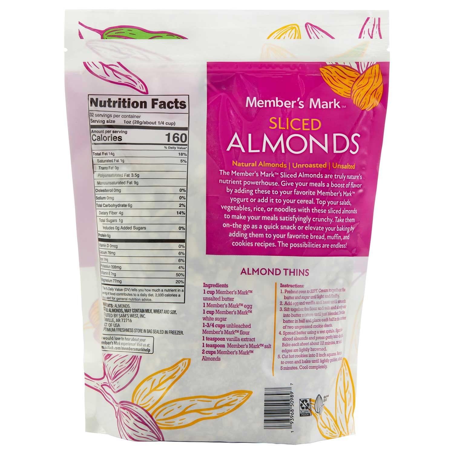 Member's Mark Natural Sliced California Almonds (32 Ounce)