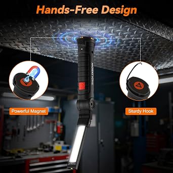12Pack Magnetic Rechargeable LED Work Light/Flashlight for Mechanic