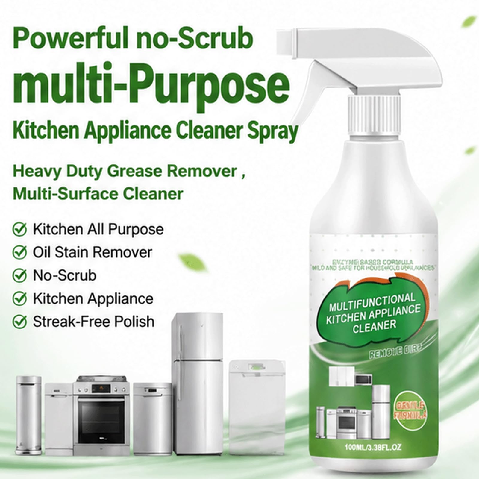 Wielozadaniowy środek do czyszczenia urządzeń kuchennych bez szorowania Spray-Heavy Duty Grease Remover, środek do czyszczenia powierzchni Kuchnia Uniwersalny środek do usuwania (5 szt)