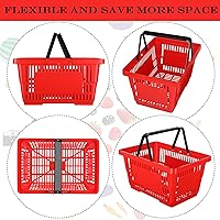 Vista 7 de 12 cestas de compras de 20 L de plástico con asas de 16.9 x 11.8 x 9.1 pulgadas para suministros de comestibles de mercado, almacenamiento de Rojo