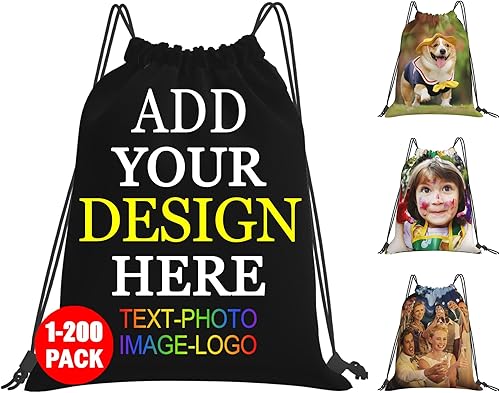 Mochila personalizada con cordón para hombres y mujeres, pequeña bolsa de gimnasio, playa, compras, deporte, yoga, Nombre Foto Texto, Mochilas de