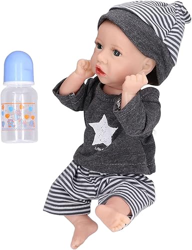 Miniatura 8 de Alomejor Muñeca de bebé realista de 12 pulgadas, muñeca de bebé Reborn con extremidades flexibles, juguete realista de silicona suave con botella de