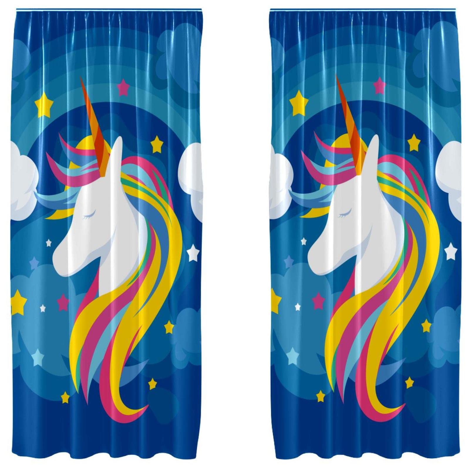 Rideaux licorne bleu 213 cm pour habiller une fenêtre de chambre enfant
