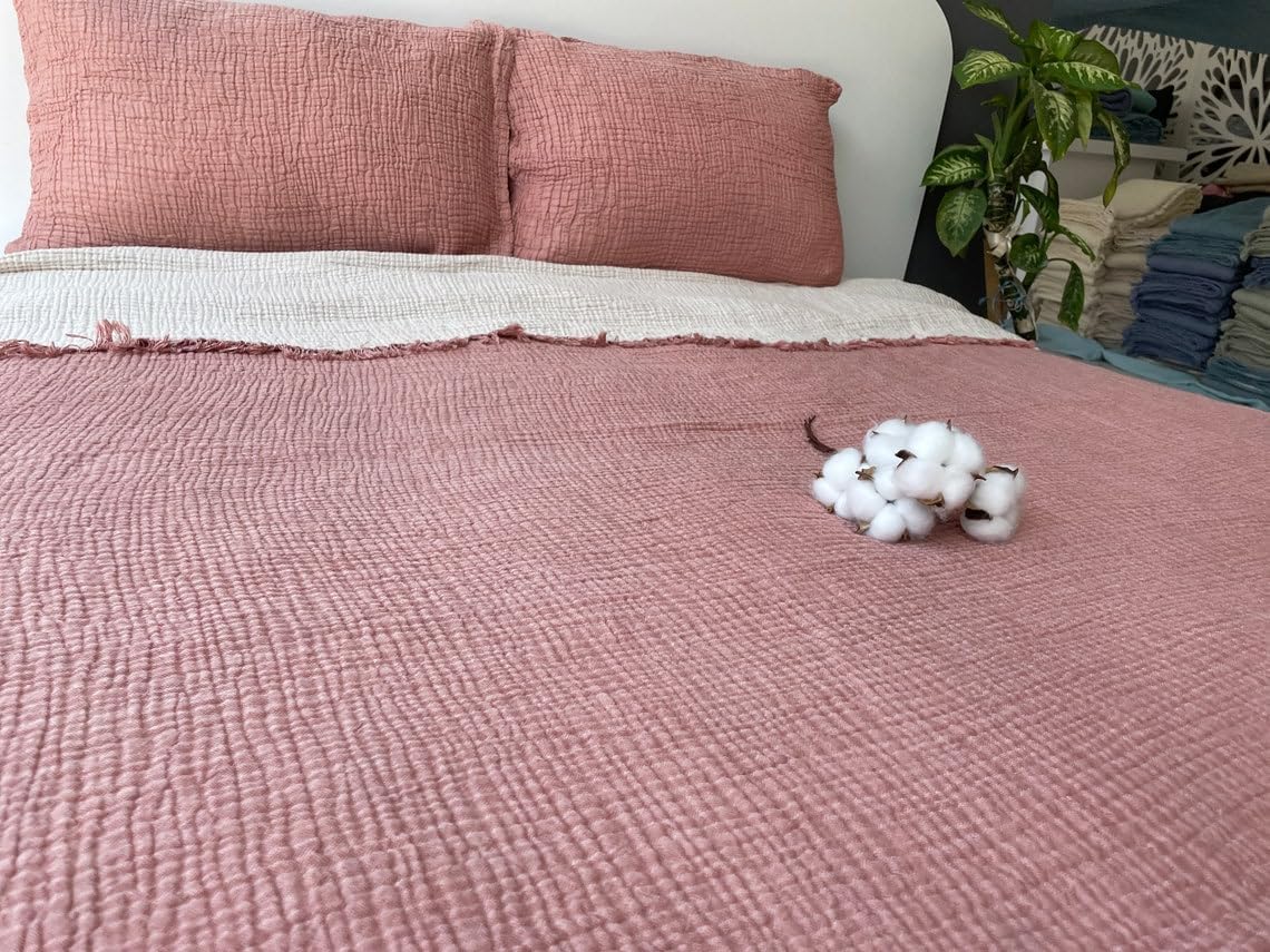 SUSSEXHOME Soft 100% Turkish Cotton Muslin Bed Shams, Brick, 20 x 30 inches, Standard Size 2 Pieces Shams