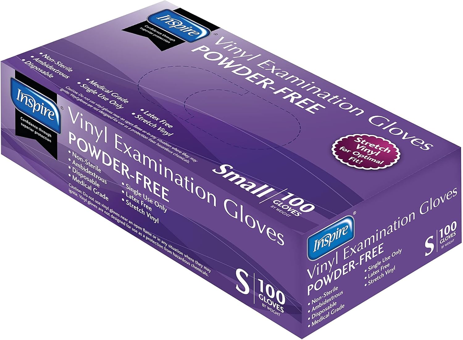 Inspire Stretch Vinyl Exam Gloves | THE ORIGINAL Quality Disposable Latex Free Medical Glove Cleaning Cooking Food Service Labs Healthcare and Household Small, 1000 Count