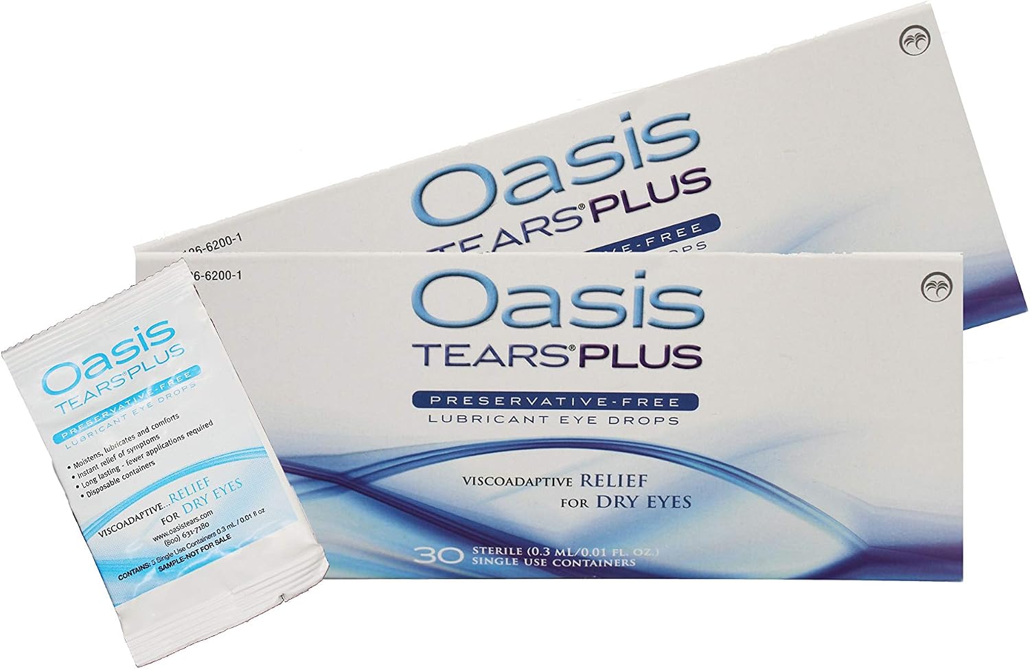 65 Vials Oasis TEARS PLUS Preservative-Free Lubricant Eye Drops (2 boxes, 30 vials each and one 5 vial packet)