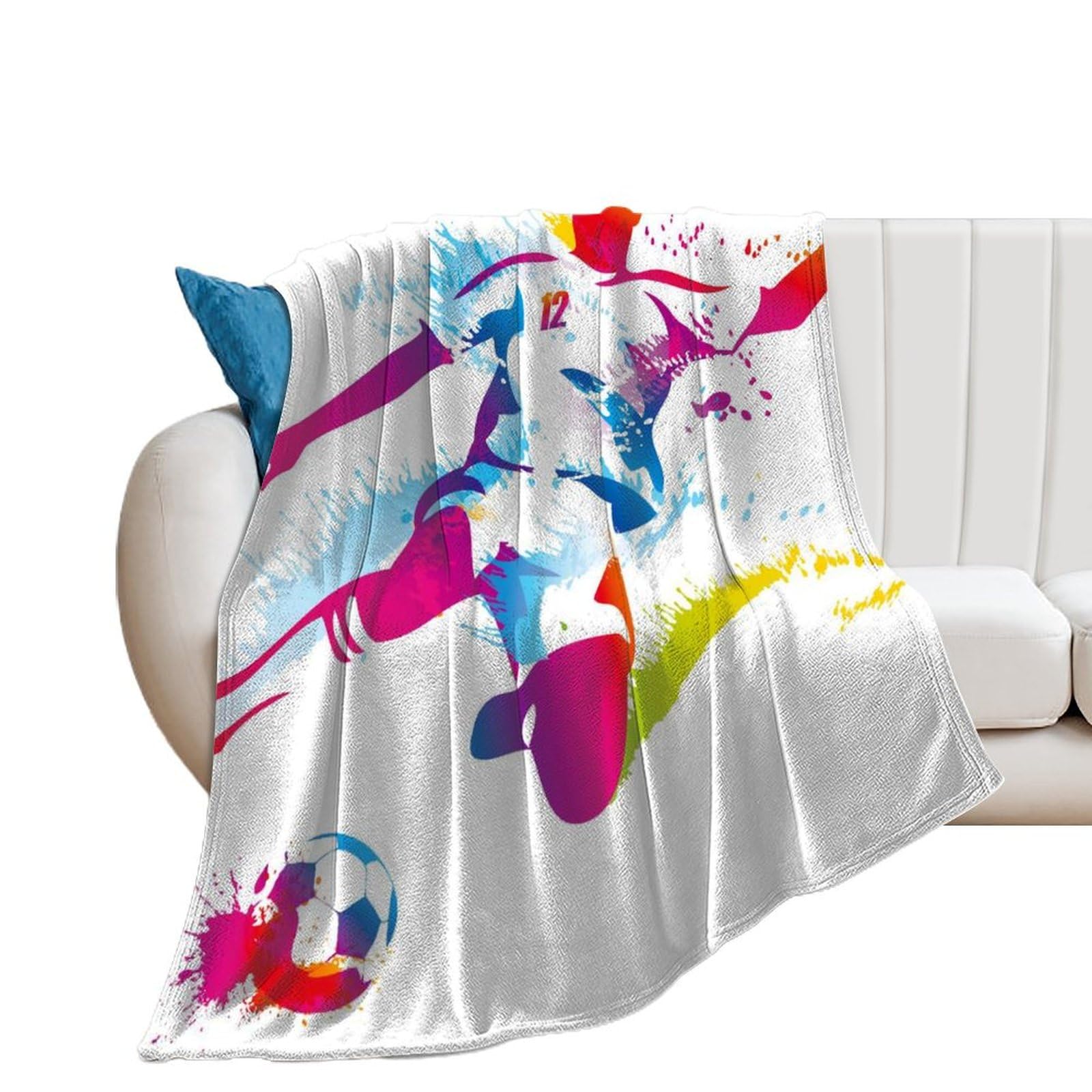 Couverture polaire football 150x200cm ultra douce pour une isolation thermique maximale