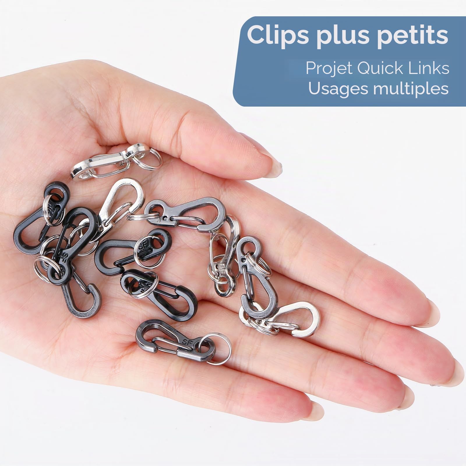 12 Ensembles Mini Mousqueton Porte Clé avec Ensemble Ressorts en Métal Amovible Petit Mousquetons Porte Clés 2,5 Cm pour Sac à Dos Pêche(3 Couleurs)