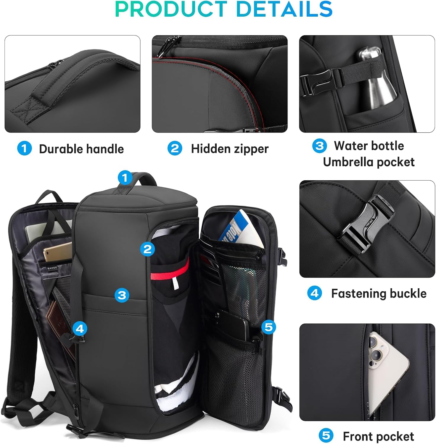 BG FUTURE AESTHETICS Reiserucksack mit Schuhfach, Wochenend-Business-Handgepäck, Flug Genehmigt Bordgepäck, leicht und wasserabweisend für 15.6-17.3' Laptop